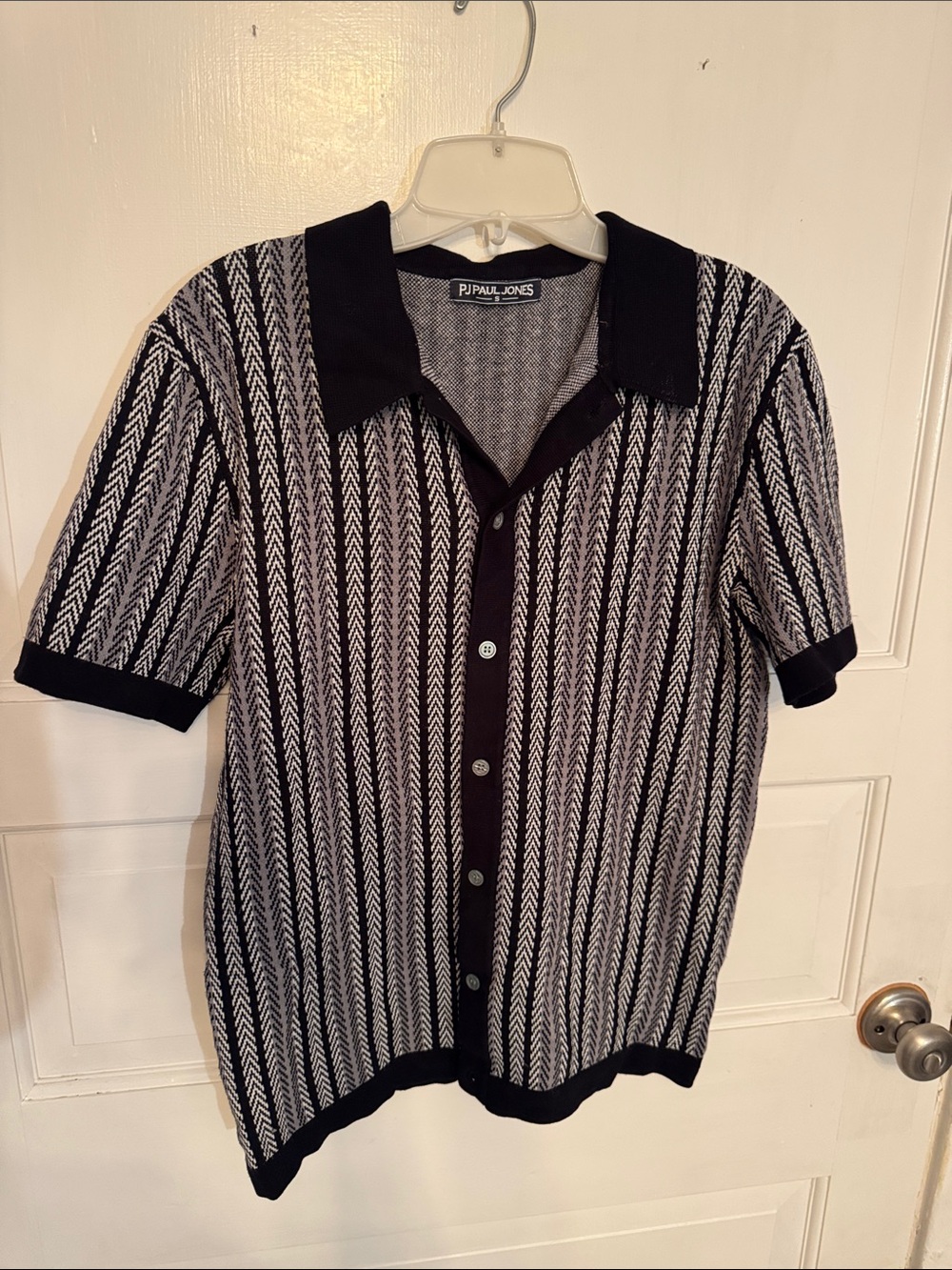 PJ Paul Jones Black & White Short Sleeve Knit Polo